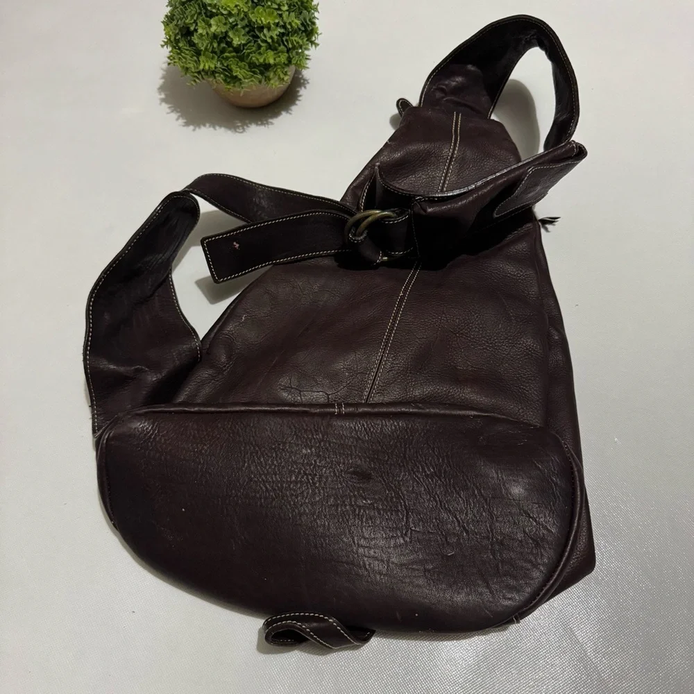 Good Old Days Brown Leather One Shoulder Backpack Bag Mens Hiking Outdoor School